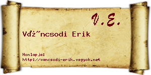 Váncsodi Erik névjegykártya